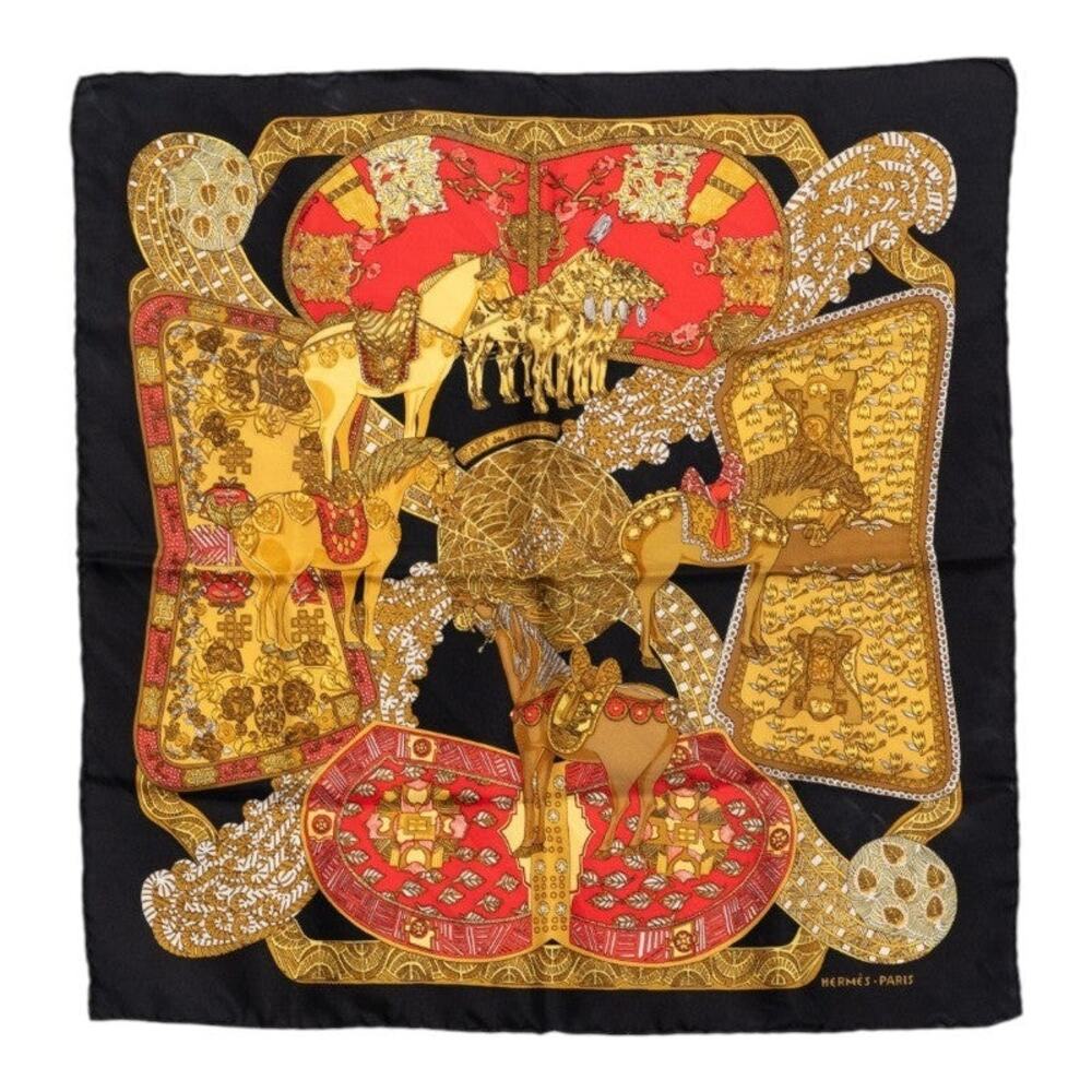 Hermes Carre 45 ART des STEPPES Silk Scarf Multicolor